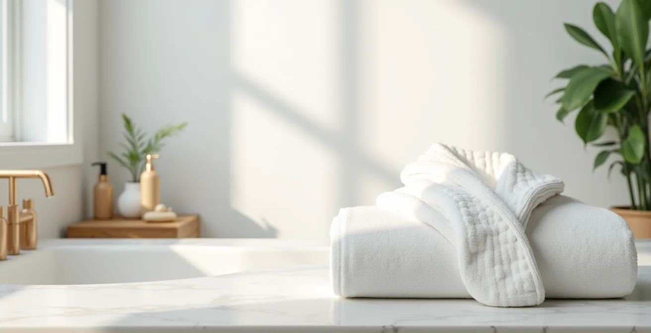 Composition épurée avec peignoir dans un intérieur moderne